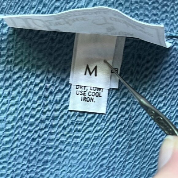 Vintage Carefree Fashions Shirt Skirt Set Size Medium Button Blue Studded Casual - Picture 10 of 16